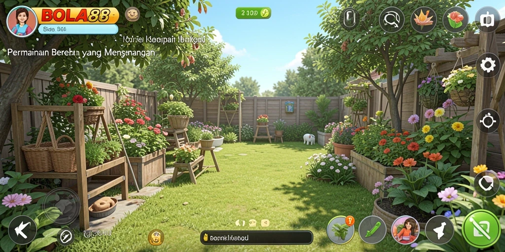Tampilan gameplay BOLA88 yang menarik dalam berkebun.