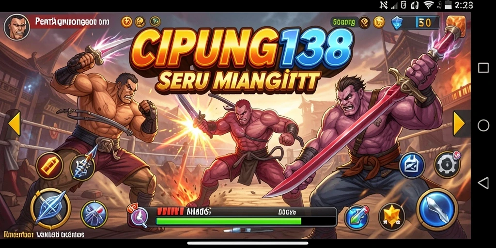 Tampilan aksi pertarungan seru dalam <strong>CIPUNG138</strong> menampilkan karakter yang bertarung dengan intens.