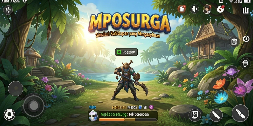 Screenshot MPOSURGA menampilkan karakter yang sedang berinteraksi dalam dunia simulasi.