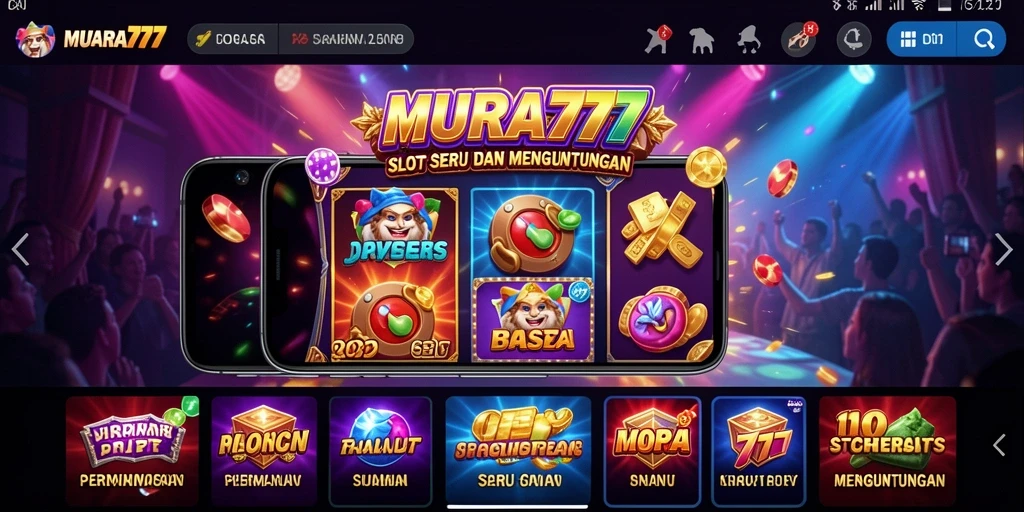 Screenshot gameplay menunjukkan gulungan slot yang menarik dengan tema berwarna-warni.