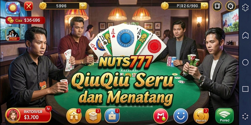 Tampilan gameplay seru saat bermain QiuQiu di NUTS777.