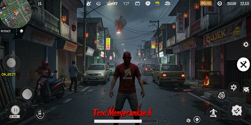 Gameplay seram dengan atmosfer mencekam di OKJEK21.