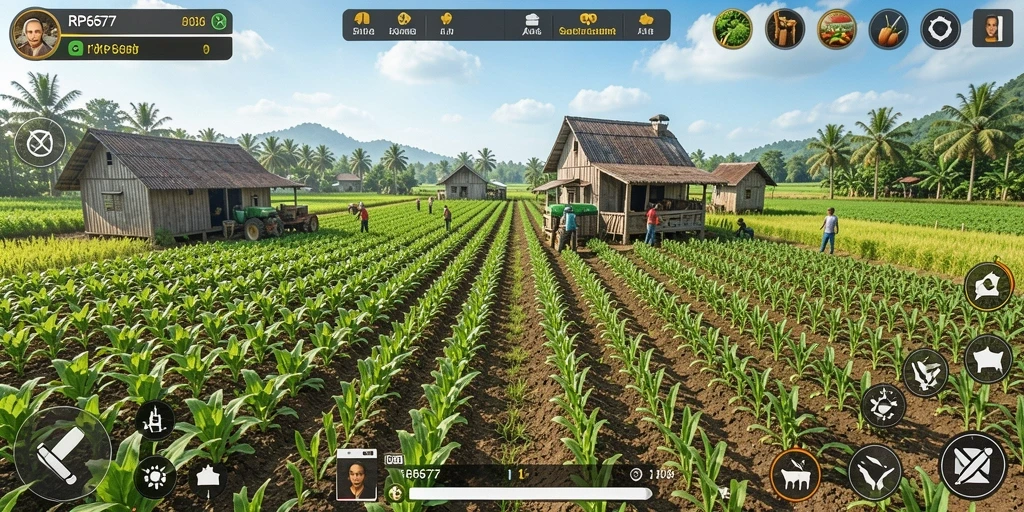 Tampilan gameplay menarik dari RP6677 dengan aktivitas bertani.