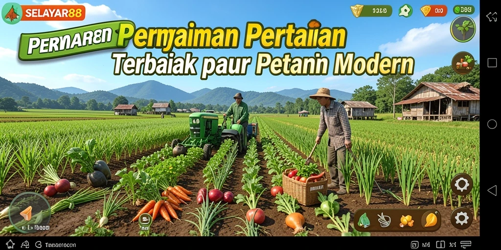 Tangkapan layar gameplay SELAYAR88 menampilkan petani merawat tanaman.