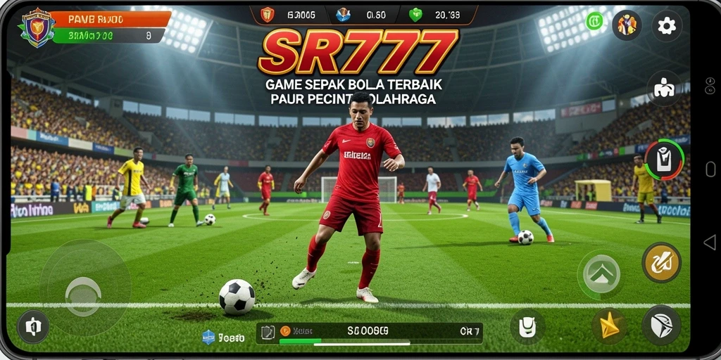 Screenshot utama SR777 menampilkan momen bersejarah dalam gameplay sepak bola.